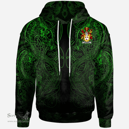 ScotsTee Shop Irish Cairnes Coat of Arms Family Crest Ireland Hoodie Green Celtic Dragon Hoodie