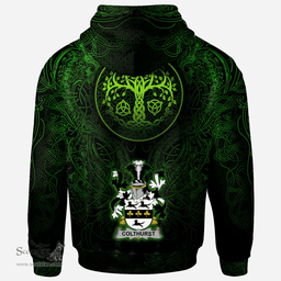 ScotsTee Shop Irish Colthurst Coat of Arms Family Crest Ireland Hoodie Green Celtic Dragon Hoodie