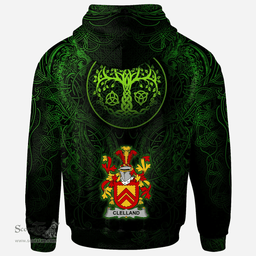 ScotsTee Shop Irish Clelland or McClelland Coat of Arms Family Crest Ireland Hoodie Green Celtic Dragon Hoodie