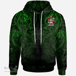 ScotsTee Shop Irish Carr Coat of Arms Family Crest Ireland Hoodie Green Celtic Dragon Hoodie