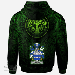 ScotsTee Shop Irish Dardes or Dardis Coat of Arms Family Crest Ireland Hoodie Green Celtic Dragon Hoodie