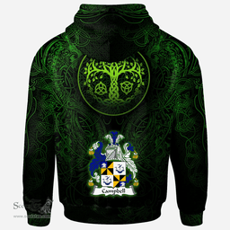 ScotsTee Shop Irish Campbell Coat of Arms Family Crest Ireland Hoodie Green Celtic Dragon Hoodie