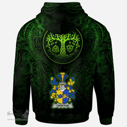 ScotsTee Shop Irish Crofton Coat of Arms Family Crest Ireland Hoodie Green Celtic Dragon Hoodie