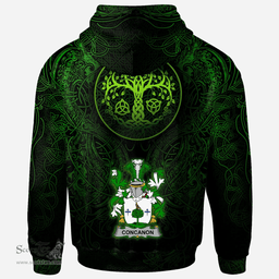 ScotsTee Shop Irish Concanon or O'Concanon Coat of Arms Family Crest Ireland Hoodie Green Celtic Dragon Hoodie