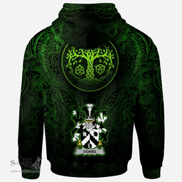 ScotsTee Shop Irish Dobbs Coat of Arms Family Crest Ireland Hoodie Green Celtic Dragon Hoodie