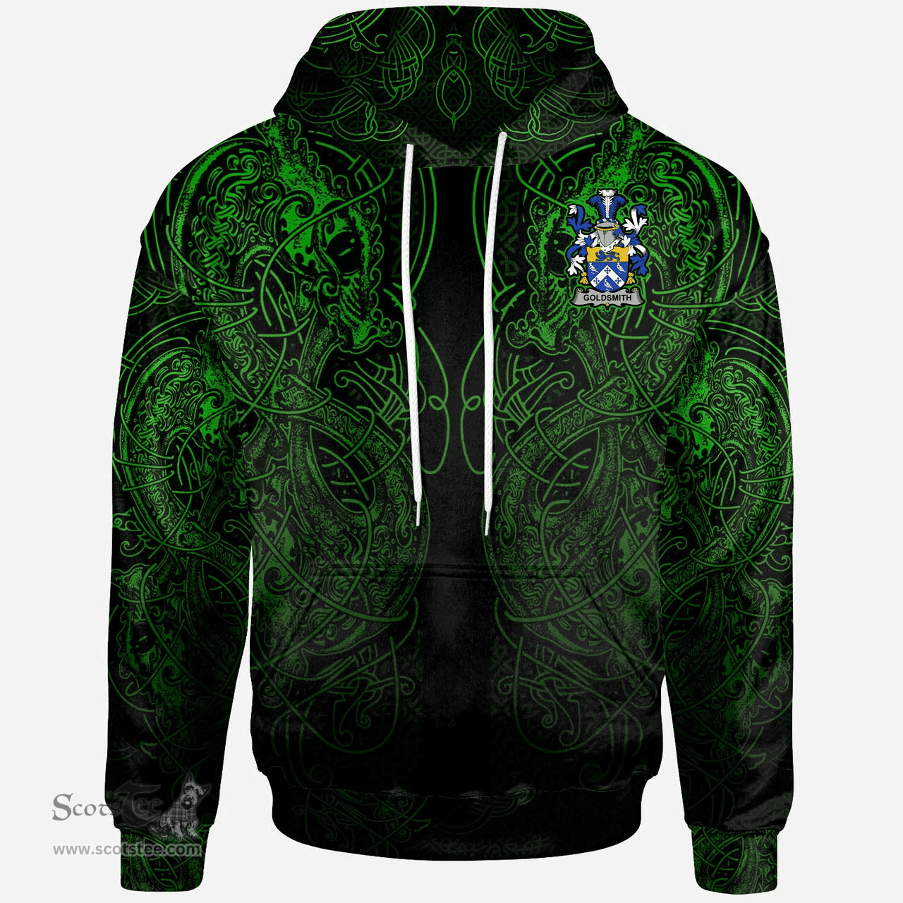 ScotsTee Shop Irish Goldsmith Coat of Arms Family Crest Ireland Hoodie Green Celtic Dragon Hoodie