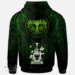 ScotsTee Shop Irish Garland or McGartland Coat of Arms Family Crest Ireland Hoodie Green Celtic Dragon Hoodie