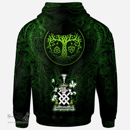 ScotsTee Shop Irish Harrington Coat of Arms Family Crest Ireland Hoodie Green Celtic Dragon Hoodie