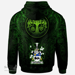 ScotsTee Shop Irish Gilchrist or McGilchrist Coat of Arms Family Crest Ireland Hoodie Green Celtic Dragon Hoodie