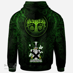 ScotsTee Shop Irish Fitz-Maurice Coat of Arms Family Crest Ireland Hoodie Green Celtic Dragon Hoodie
