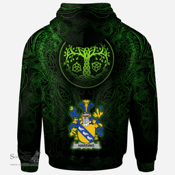 ScotsTee Shop Irish Harding Coat of Arms Family Crest Ireland Hoodie Green Celtic Dragon Hoodie