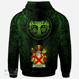 ScotsTee Shop Irish Eustace Coat of Arms Family Crest Ireland Hoodie Green Celtic Dragon Hoodie
