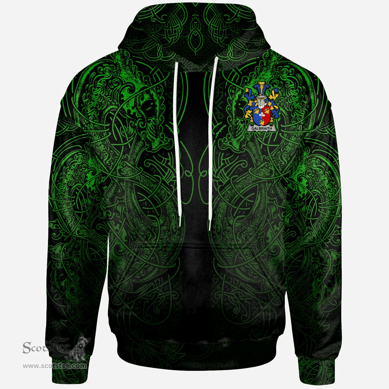 ScotsTee Shop Irish Galbraith Coat of Arms Family Crest Ireland Hoodie Green Celtic Dragon Hoodie