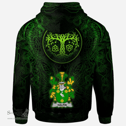 ScotsTee Shop Irish Halpin or O'Halpin Coat of Arms Family Crest Ireland Hoodie Green Celtic Dragon Hoodie