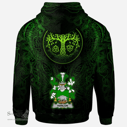 ScotsTee Shop Irish Hanlon or O'Hanlon Coat of Arms Family Crest Ireland Hoodie Green Celtic Dragon Hoodie