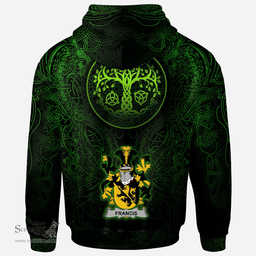 ScotsTee Shop Irish Francis Coat of Arms Family Crest Ireland Hoodie Green Celtic Dragon Hoodie