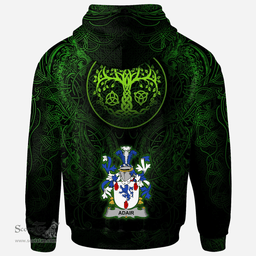 ScotsTee Shop Irish Adair Coat of Arms Family Crest Ireland Hoodie Green Celtic Dragon Hoodie