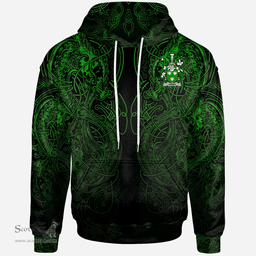 ScotsTee Shop Irish Aries Coat of Arms Family Crest Ireland Hoodie Green Celtic Dragon Hoodie