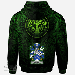 ScotsTee Shop Irish Bagot Coat of Arms Family Crest Ireland Hoodie Green Celtic Dragon Hoodie