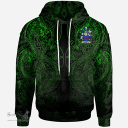 ScotsTee Shop Irish Bareth Coat of Arms Family Crest Ireland Hoodie Green Celtic Dragon Hoodie
