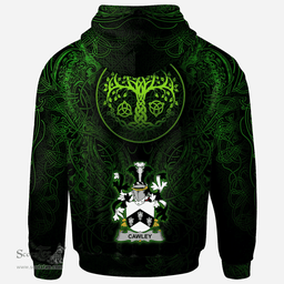 ScotsTee Shop Irish Cawley or Cauley Coat of Arms Family Crest Ireland Hoodie Green Celtic Dragon Hoodie