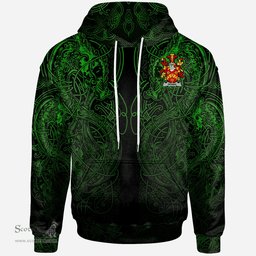 ScotsTee Shop Irish Dennis Coat of Arms Family Crest Ireland Hoodie Green Celtic Dragon Hoodie