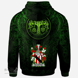 ScotsTee Shop Irish Delahyde Coat of Arms Family Crest Ireland Hoodie Green Celtic Dragon Hoodie