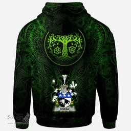 ScotsTee Shop Irish Doran or O'Doran Coat of Arms Family Crest Ireland Hoodie Green Celtic Dragon Hoodie