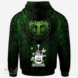 ScotsTee Shop Irish Driscoll or O'Driscoll Coat of Arms Family Crest Ireland Hoodie Green Celtic Dragon Hoodie