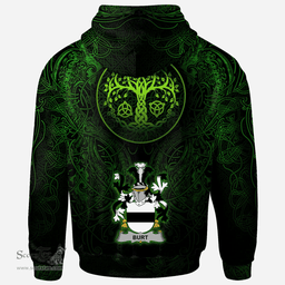 ScotsTee Shop Irish Burt or Birt Coat of Arms Family Crest Ireland Hoodie Green Celtic Dragon Hoodie