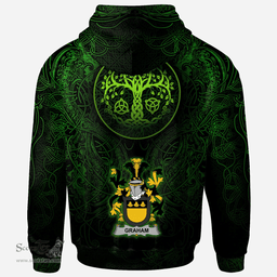 ScotsTee Shop Irish Graham or Grahan Coat of Arms Family Crest Ireland Hoodie Green Celtic Dragon Hoodie