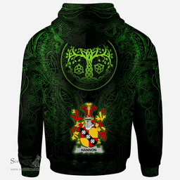 ScotsTee Shop Irish Hannon or O'Hannon Coat of Arms Family Crest Ireland Hoodie Green Celtic Dragon Hoodie
