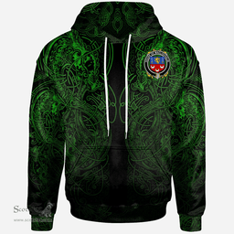 ScotsTee Shop Irish House of MACLOUGHLIN (Tirconnell) Coat of Arms Family Crest Ireland Hoodie Green Celtic Dragon Hoodie