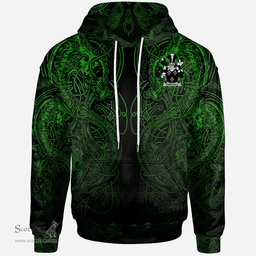 ScotsTee Shop Irish Forstall Coat of Arms Family Crest Ireland Hoodie Green Celtic Dragon Hoodie