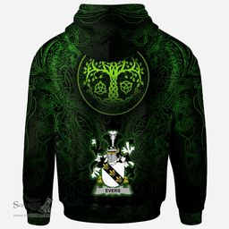 ScotsTee Shop Irish Evers Coat of Arms Family Crest Ireland Hoodie Green Celtic Dragon Hoodie