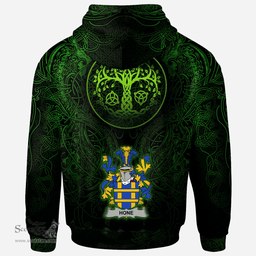 ScotsTee Shop Irish Hone or O'Hone Coat of Arms Family Crest Ireland Hoodie Green Celtic Dragon Hoodie