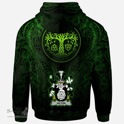 ScotsTee Shop Irish Hilton Coat of Arms Family Crest Ireland Hoodie Green Celtic Dragon Hoodie