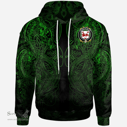 ScotsTee Shop Irish House of DILLON Coat of Arms Family Crest Ireland Hoodie Green Celtic Dragon Hoodie
