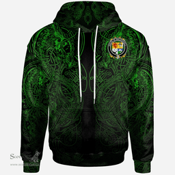 ScotsTee Shop Irish House of MACDONNELL (of the Glens) Coat of Arms Family Crest Ireland Hoodie Green Celtic Dragon Hoodie