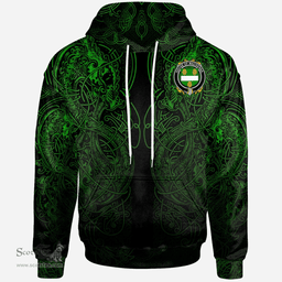 ScotsTee Shop Irish House of MACKENNA Coat of Arms Family Crest Ireland Hoodie Green Celtic Dragon Hoodie