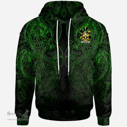 ScotsTee Shop Irish Hickson Coat of Arms Family Crest Ireland Hoodie Green Celtic Dragon Hoodie