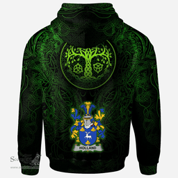 ScotsTee Shop Irish Holland Coat of Arms Family Crest Ireland Hoodie Green Celtic Dragon Hoodie