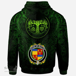 ScotsTee Shop Irish House of BUTLER Coat of Arms Family Crest Ireland Hoodie Green Celtic Dragon Hoodie