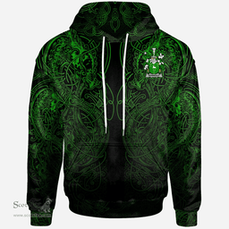 ScotsTee Shop Irish Hennessy or O'Hennessy Coat of Arms Family Crest Ireland Hoodie Green Celtic Dragon Hoodie