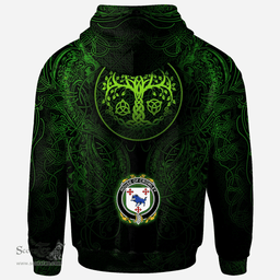 ScotsTee Shop Irish House of Crowley Coat of Arms Family Crest Ireland Hoodie Green Celtic Dragon Hoodie