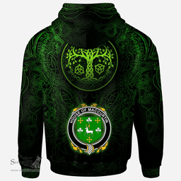 ScotsTee Shop Irish House of MACCURTIN Coat of Arms Family Crest Ireland Hoodie Green Celtic Dragon Hoodie