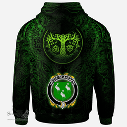 ScotsTee Shop Irish House of AHEARNE (Aherne) Coat of Arms Family Crest Ireland Hoodie Green Celtic Dragon Hoodie