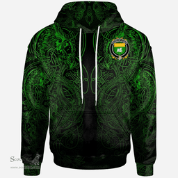 ScotsTee Shop Irish House of O'QUIN (Annaly) Coat of Arms Family Crest Ireland Hoodie Green Celtic Dragon Hoodie