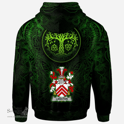 ScotsTee Shop Irish Langton Coat of Arms Family Crest Ireland Hoodie Green Celtic Dragon Hoodie