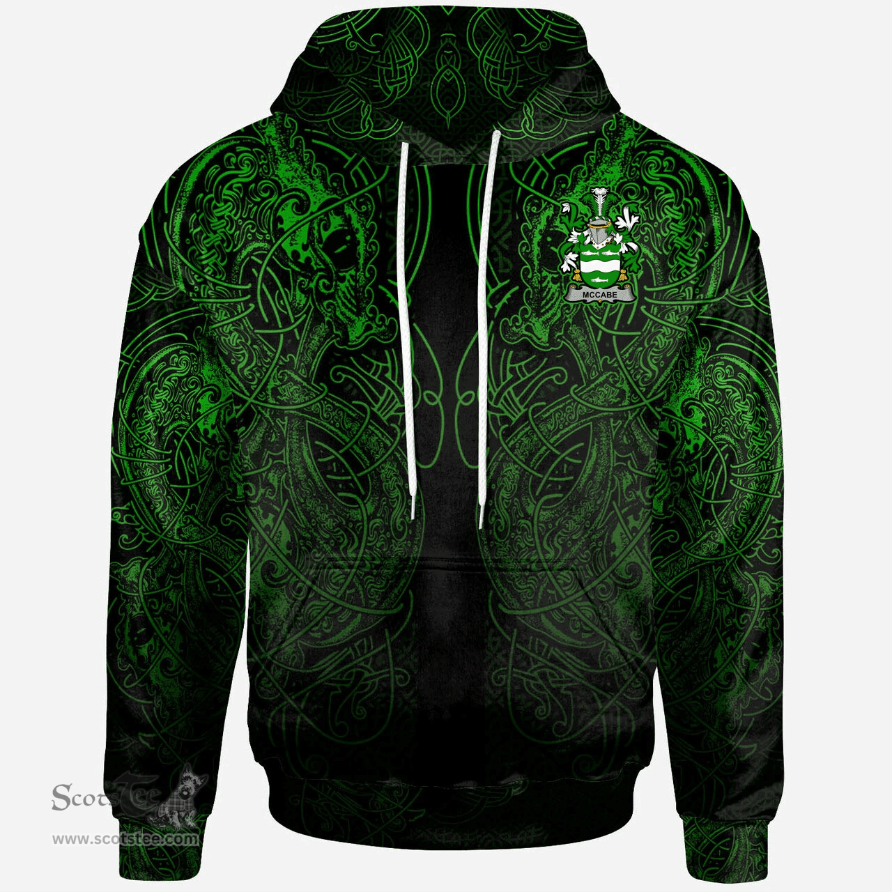ScotsTee Shop Irish Langton Coat of Arms Family Crest Ireland Hoodie Green Celtic Dragon Hoodie